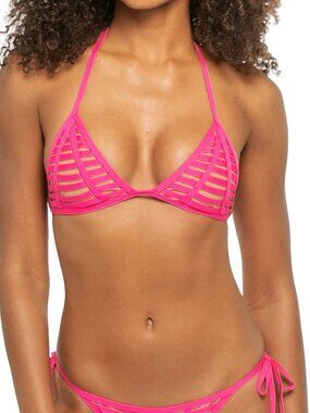 BRAND NEW BEACH BUNNY HARD SUMMER NEON PINK TRIANGLE SMALL TOP